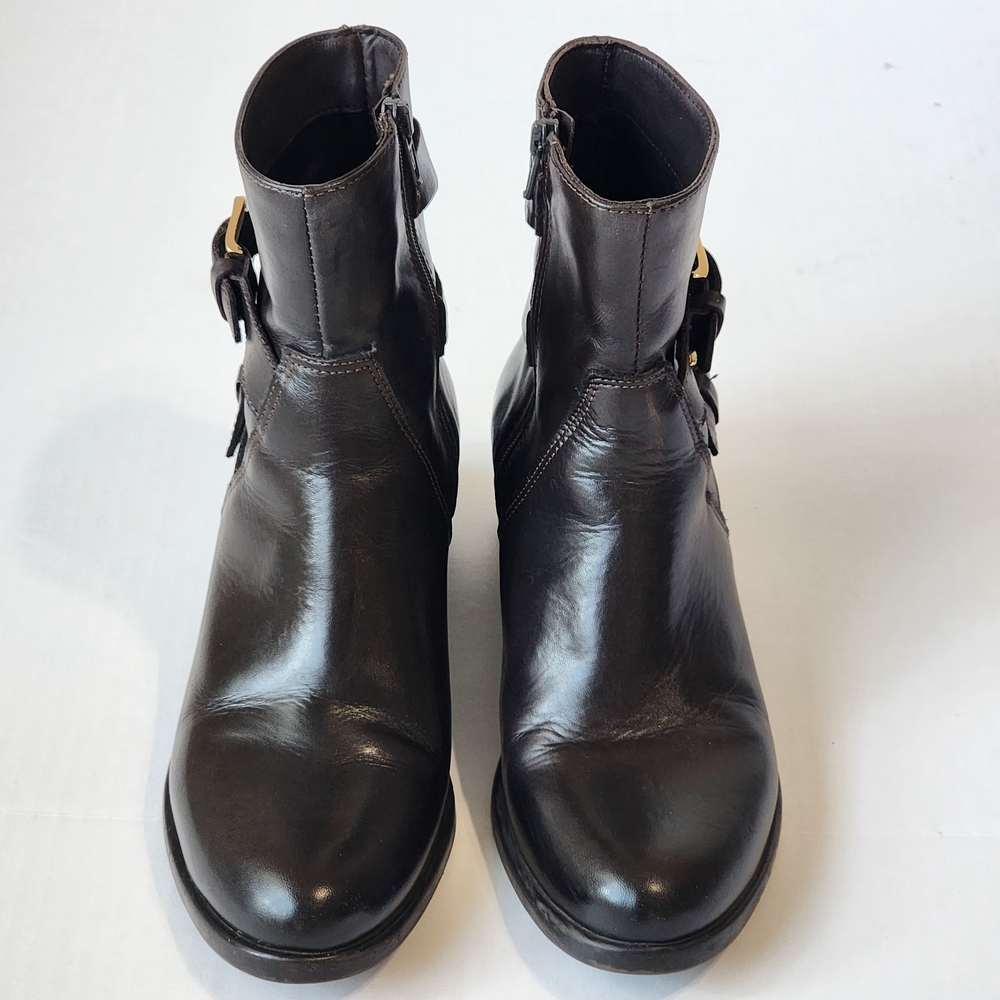 Emanuele Crasto Italy 38/7 Brown Soft Leather Biker Moto Combat Boots Edgy comfy - Picture 2 of 8